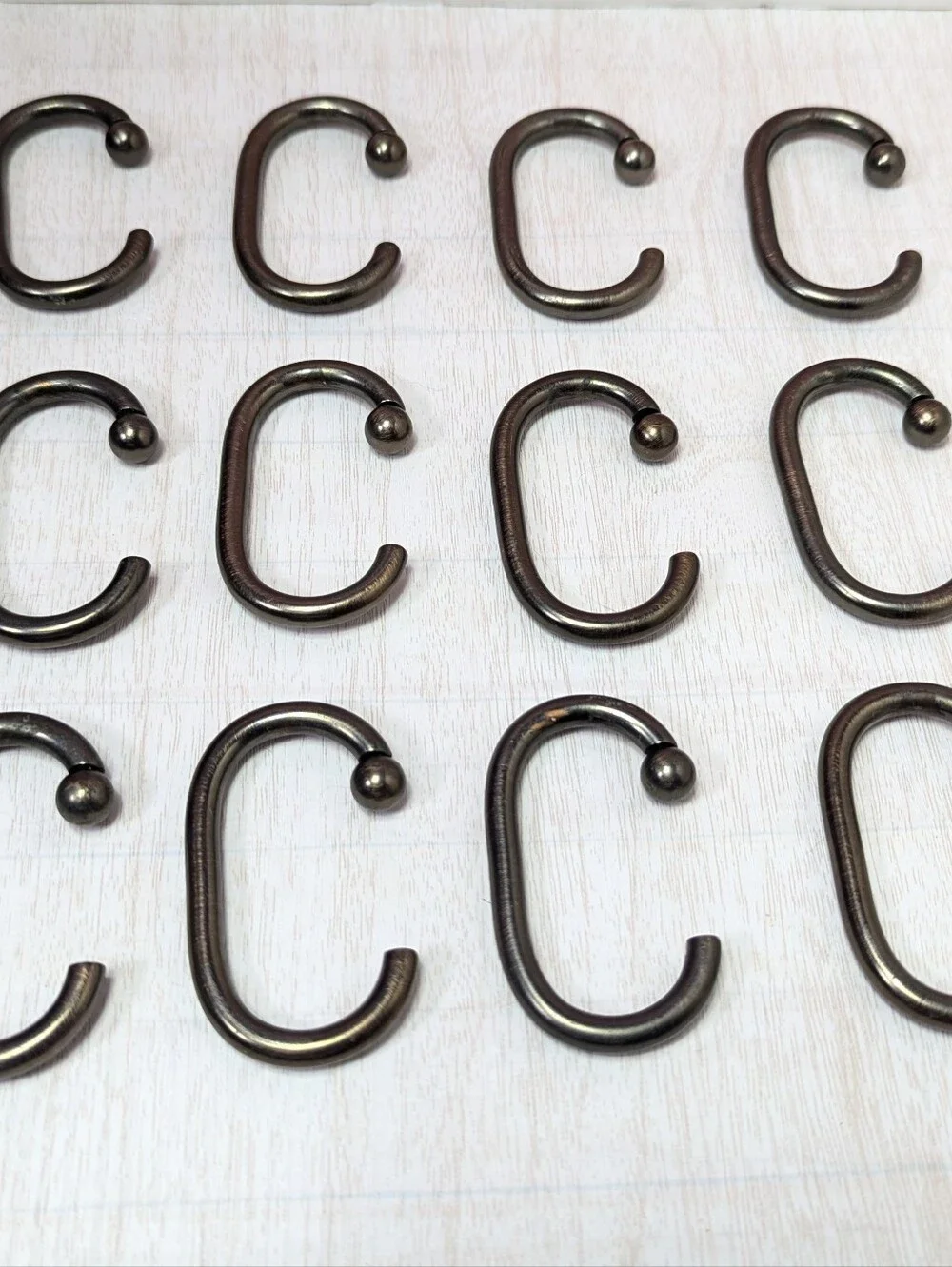 12 Stainless Steel Ball Bronze Tone Shower Curtain Hooks
